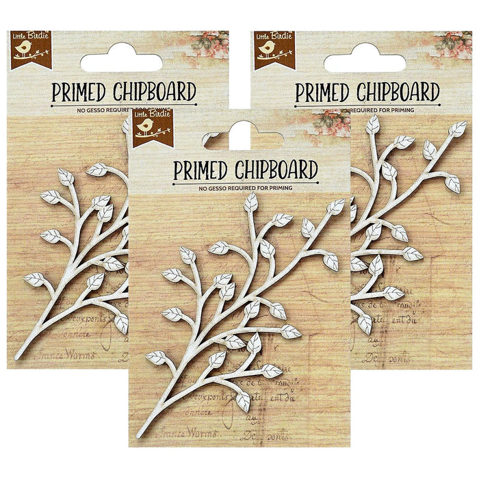 Pack of 3 - Laser Cut Primed Chipboard 1/Pkg-Spring Leaf