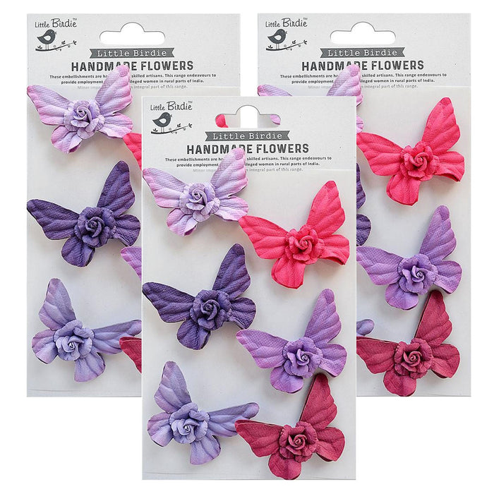 Pack of 3 - Flutura Paper Flower Butterfly 6/Pkg-Birds And Berries