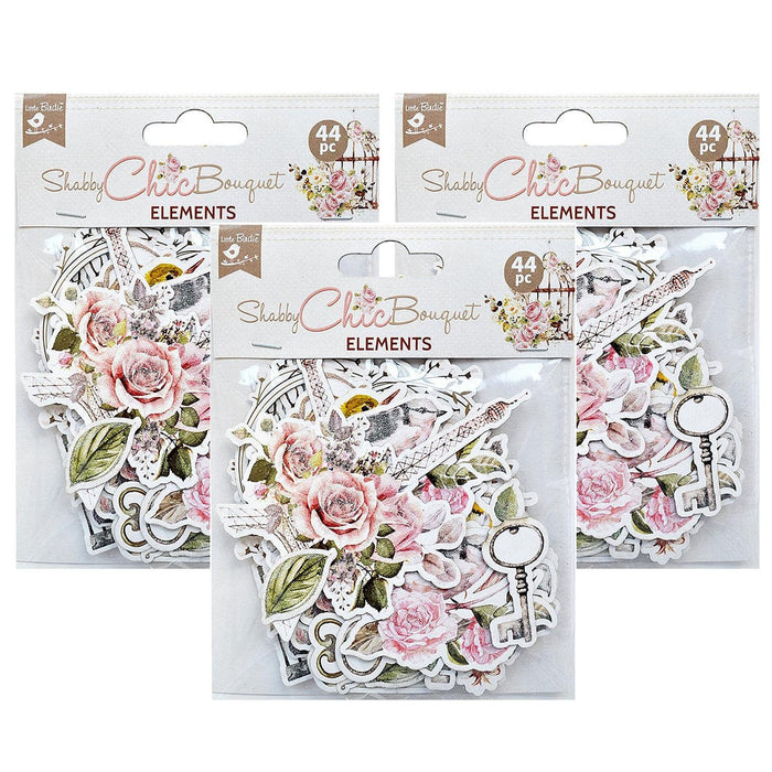 Pack of 3 - Ephemera Embellishment 44/Pkg-Shabby Chic Bouquet