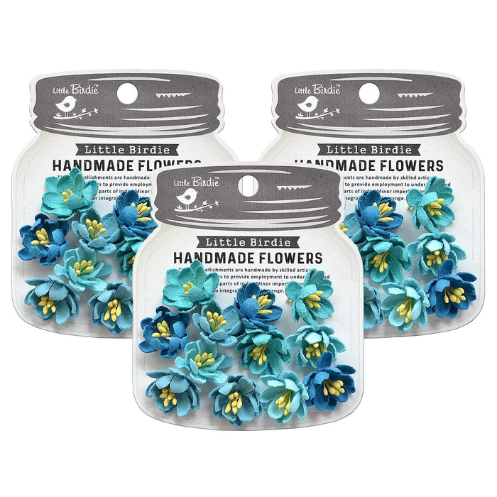 Pack of 3 - Elvina Paper Flowers 12/Pkg-Aqua Medley