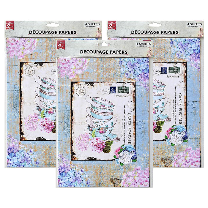 Pack of 3 - Decoupage Paper A4 4/Pkg-Post Perfect
