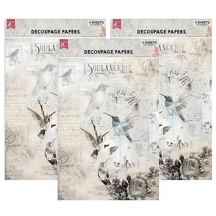 Pack of 3 - Decoupage Paper A4 4/Pkg-Touch Of Nature