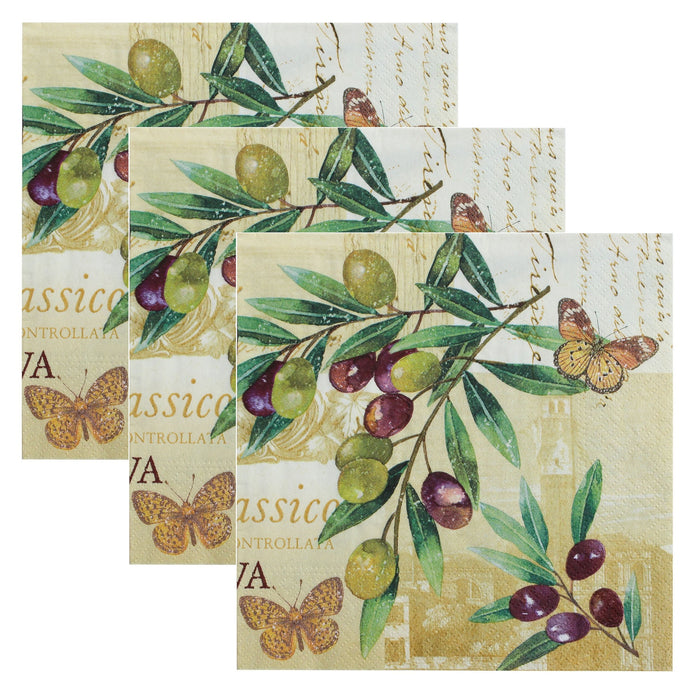 Pack of 3 - Decoupage Napkin 12"X12"-Olive Orchard