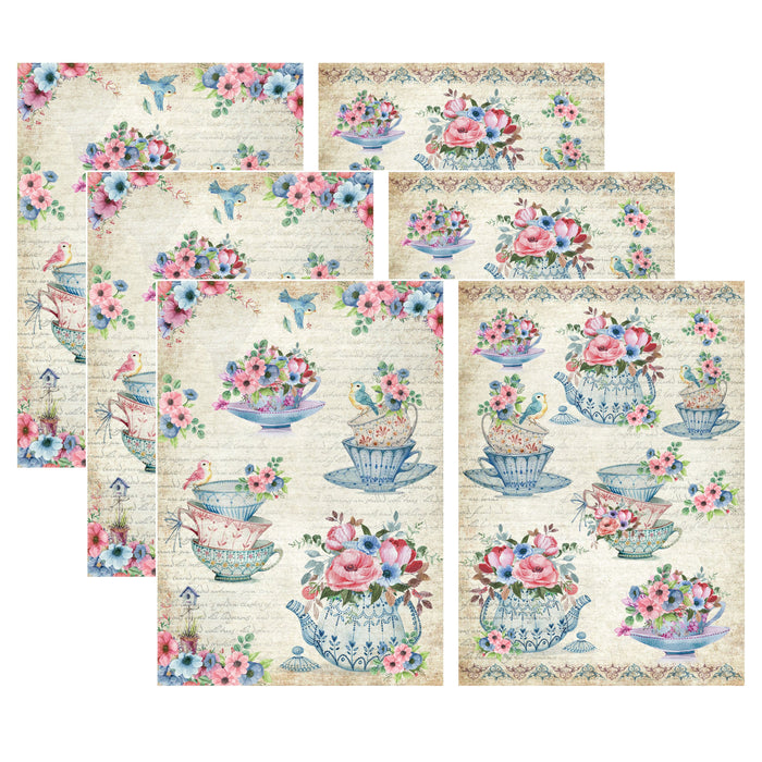 Pack of 3 - Decoupage Filament Paper A4 2/Pkg-Teatime Bouquet