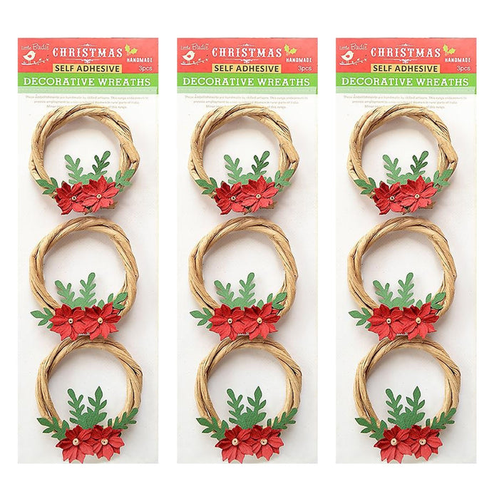 Pack of 3 - Christmas Wreath 3/Pkg-Holiday Blossom