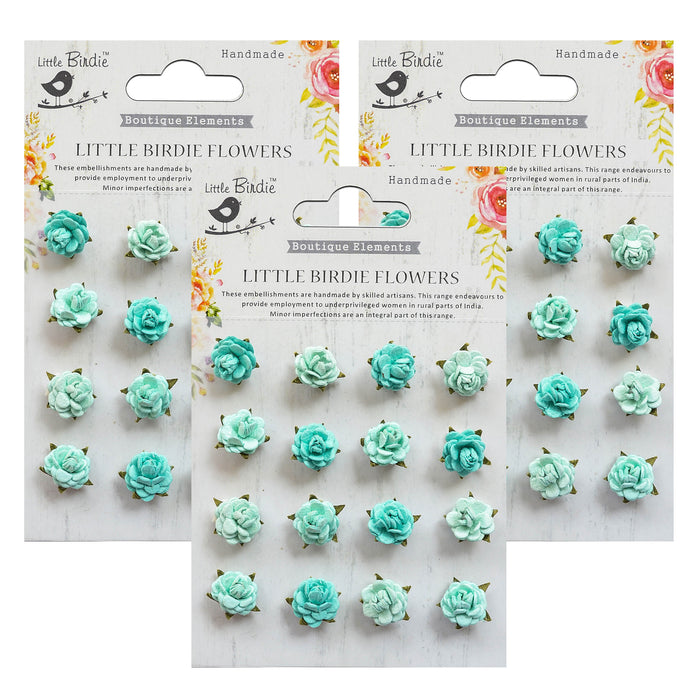 Pack of 3 - Beaded Micro Roses 16/Pkg-Arctic Ice