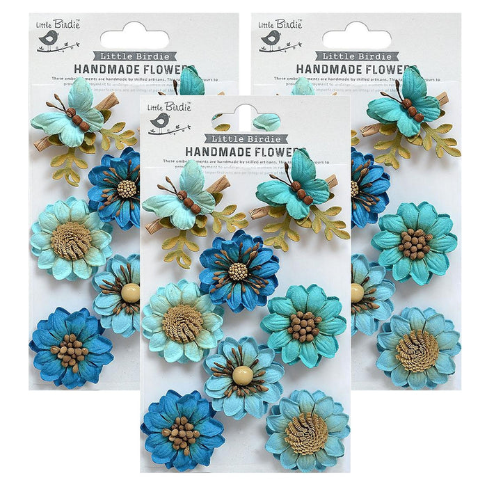 Pack of 3 - Arcadia Paper Flowers 8/Pkg-Aqua Medley