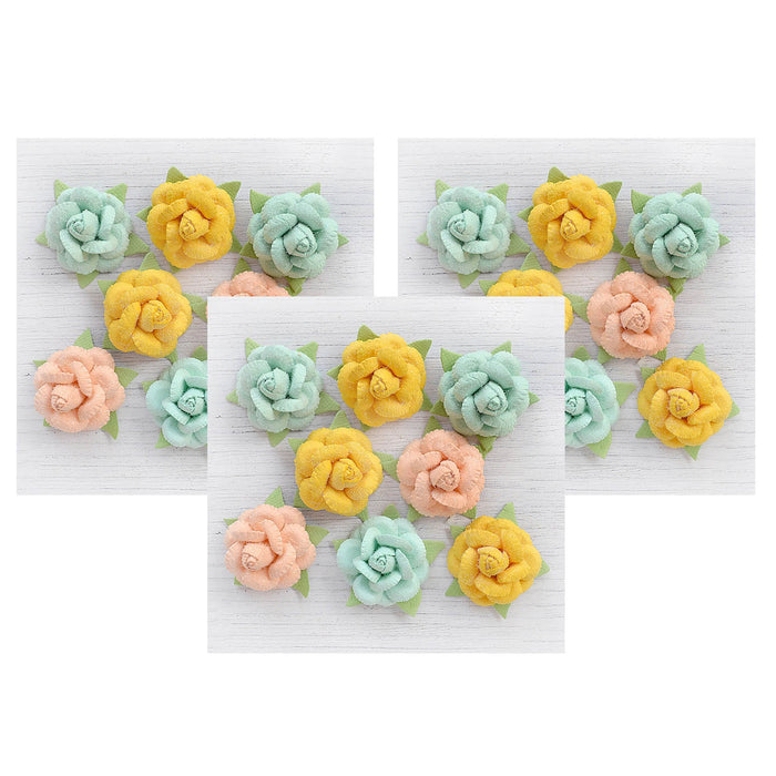 Pack of 3 - Angel Rose Paper Flowers 8/Pkg-Sunshine And Lemonade